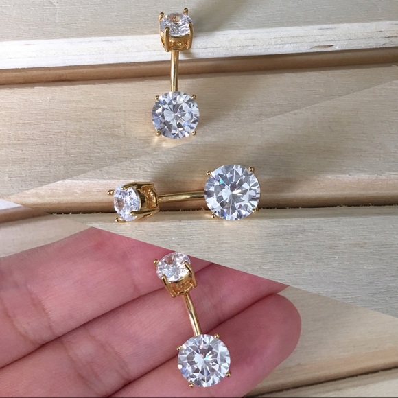 Jewelry - Gold CZ Prong Belly Button Ring